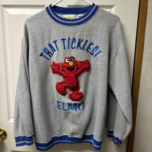 Vintage Sesame Street Large That Tickles Elmo gray/blue sweatshirt